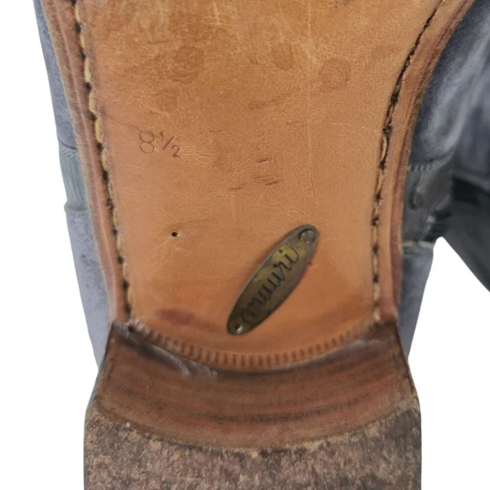 Vintage Mauri Exotic Ostrich and Suede Gray Dress Shoes Mens 8.5 Ankle Zip Boots - Picture 9 of 16